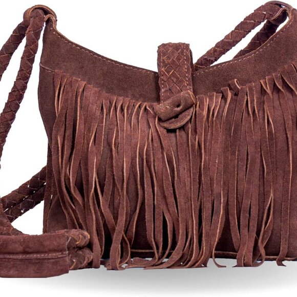 Fringe Crossbody Purse for Women, Genuine Leather, Women Crossbody